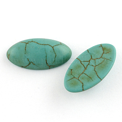 Handwerk Zubehör gefärbt synthetische Edelstein Türkis flache Rückseite Cabochons TURQ-S265-10x29mm-02