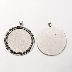 Tibetischen Stil Legierung ovalen Anhänger mit Porträt-Cabochon Fassungen PALLOY-J494-44AS