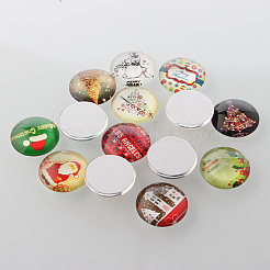 Weihnachts schmuck halbrund / Dom Weihnachtsfoto Glas Cabochons GGLA-A002-12mm-KK