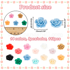 112 Stück 14 Farben undurchsichtige Harz-Cabochons CRES-HY0001-04