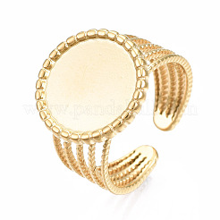 Offener Manschettenfingerring aus Edelstahl 304 mit Cabochon-Fassungen STAS-T060-06G