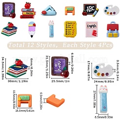 48 stücke 12 arten cartoon lehrer tag harz cabochons RESI-SC0002-95