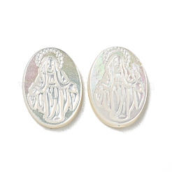 Geschnitzte natürliche weiße Muschel-Cabochons SSHEL-N038-08B