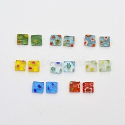 Square handgemachte Millefiori Glas Cabochons LK-F005-6x6mm-M