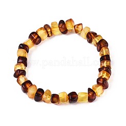 Браслеты из натурального янтаря с эластичными бусинами для мужчин и женщин&nbsp;BJEW-T018-22