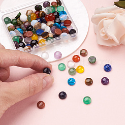 90 Stück Cabochons aus natürlichen und synthetischen Edelsteinen im 18-Stil G-FW0001-09