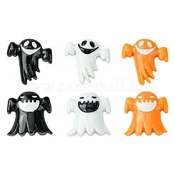 6 Stück 6 Stile Halloween opake Harz Decoden Cabochons CRES-FS0001-67