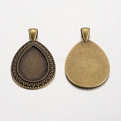 Teardrop tibetischen Stil Legierung Anhänger Cabochon Fassungen PALLOY-K109-95AB-NR