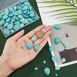 100 Stück 5 Stile Bastelzubehör gefärbter synthetischer türkisfarbener Edelstein flache Rückseite Tropfen Cabochons TURQ-PH0001-06