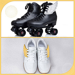 2 Paar 2 Farben Stoff mit Filz Rollschuh Schuh Charm Flügel DIY-GF0007-11