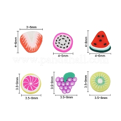 1800 Stück 6 Stil Obst Thema handgemachte Fimo Nail Art Dekoration CLAY-YW0001-22