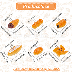 60 Stück 6 Stile undurchsichtige Harz-Decoden-Cabochons RESI-OC0001-51