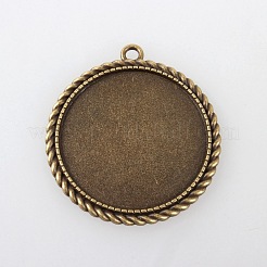 Tibetischen Stil Anhänger cabochon Fassungen mit antiken metallic Farbe und erhöht Skulptur sind voller Retro-Stil TIBEP-M018-72AB-NF