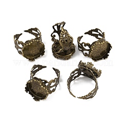 Verstellbare antike Bronze Ton Filigrane Messingring Komponente Cabochon Einstellungen X-KK-G020-A