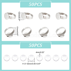 DIY Blanko Kuppel Flach Rund Fingerring Herstellungsset DIY-UN0004-51