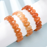 Натуральные красные авантюриновые граненые браслеты из бусин на эластичной основе для женщин&nbsp;BJEW-K251-07N