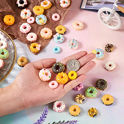 96 Stück 24 Arten undurchsichtige Harz-Donut-Cabochons RESI-TA0001-64