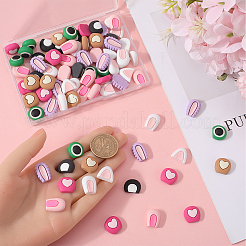 48 Paar 8 Stile süße undurchsichtige Harz-Cabochons RESI-SC0003-08