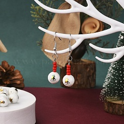 80pcs 8 Farben Weihnachten undurchsichtige Glasperlen EGLA-YW0001-07