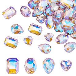 64 Stück 4 Stil Strass-Cabochons aus Glas mit spitzem Rücken RGLA-FG0001-08
