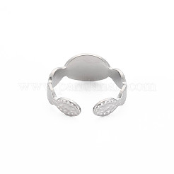 Anlaufgeschützter offener Manschettenfingerring aus Edelstahl 304 mit Cabochon-Fassungen STAS-S119-161P