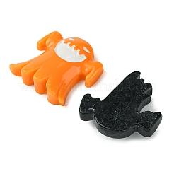 6 Stück 6 Stile Halloween opake Harz Decoden Cabochons CRES-FS0001-67