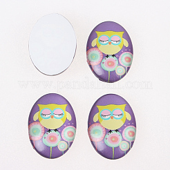 Karikatureule bedruckten Glas ovale Cabochons X-GGLA-N003-20x30-B01