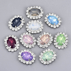 Harz-Strass-Cabochons mit Kristall-Strass- und Messingfunden RB-S066-22S