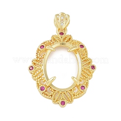 Blume Messing Micro Pave Zirkonia Anhänger Cabochon Einstellungen KK-U026-10G