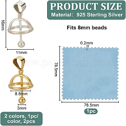 925 Sterling Silber Anhänger Fassungen STER-GO0001-25A