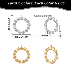12 Stück 2 Farben 304 Edelstahl Anhänger Strass-Einstellungen STAS-UN0043-13