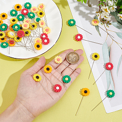 50 Stück 5 Farben Sonnenblumen-Eisenkopfnadeln DIY-AB00039