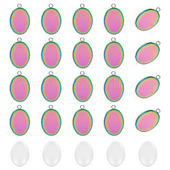 30 Stück Ionenplattierung (IP) 304 Edelstahl Anhänger Cabochon-Einstellungen STAS-UN0049-14