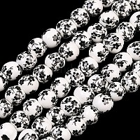 Фарфоровые бусины с цветочным принтом&nbsp;PORC-L004-6mm-07