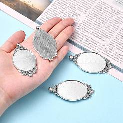 Vintage tibetische Artlegierung schnitzte große hängende Cabochon Fassungen der Rose TIBEP-N003-28AS