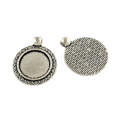 Tibetischer Stil Zink Legierung Anhänger Fassungen für Cabochon TIBEP-R334-274AS-RS