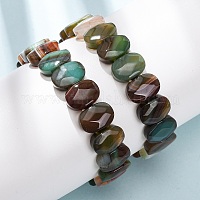 Браслеты из окрашенного и термически обработанного натурального полосатого агата с ограненными бусинами&nbsp;BJEW-K251-07B