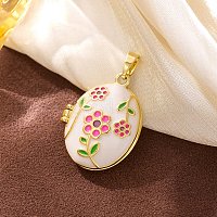 Латунь эмаль Locket подвески&nbsp;KK-F912-05B-G