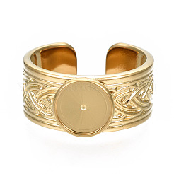 Offener Manschettenfingerring aus Edelstahl 304 mit Cabochon-Fassungen STAS-T060-05G