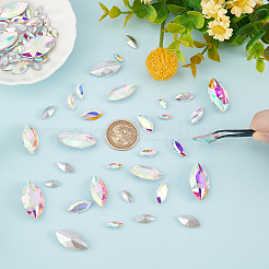 94 Stück 6 Stil Strass-Cabochons aus Glas mit spitzem Rücken RGLA-FG0001-10