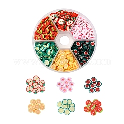 1800 Stück 6 Stil Obst Thema handgemachte Fimo Nail Art Dekoration CLAY-YW0001-23