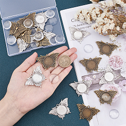 20 Stück 2 Farben Schmetterling Legierung Anhänger Cabochon Einstellungen DIY-PH0003-27-WH