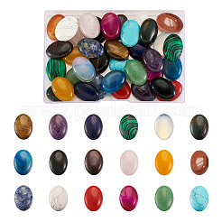 36 Stück Cabochons aus natürlichen und synthetischen Edelsteinen im 18-Stil G-FW0001-07