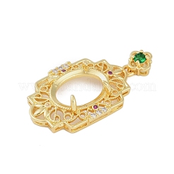 Cabochon-Anhänger mit Mikropavé aus Messing mit klaren Zirkonia-Anhängern KK-U026-08G