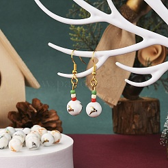 80pcs 8 Farben Weihnachten undurchsichtige Glasperlen EGLA-YW0001-04