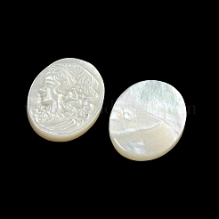 Geschnitzte natürliche weiße Muschel-Cabochons SSHEL-N038-08A