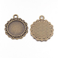 Tibetischen Stil Anhänger cabochon Fassungen mit antiken metallic Farbe und erhöht Skulptur sind voller Retro-Stil X-TIBEP-M018-138AB-NF