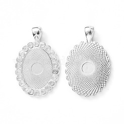 Oval Legierung Strass Anhänger Fassungen ALRI-T354-01S