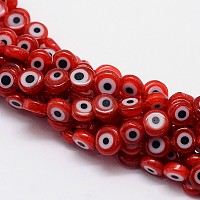 Ручной сглаза Lampwork плоские круглые пряди шарик&nbsp;LAMP-L058-8mm-06
