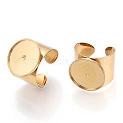 Offener Manschettenfingerring aus Edelstahl 304 mit Cabochon-Fassungen STAS-T060-03G